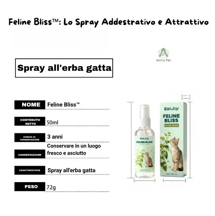 Feline Bliss™: Lo Spray Addestrativo e Attrattivo all'Erba Gatta Naturale
