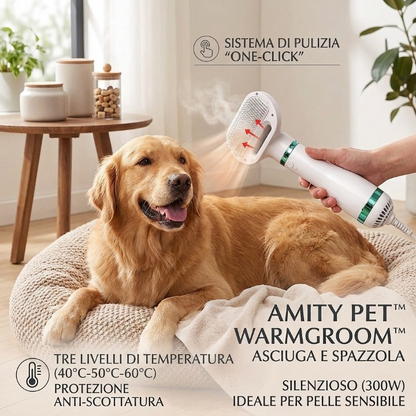 Amity Pet™ WarmGroom – Spazzola Asciugante 2-in-1 per Animali