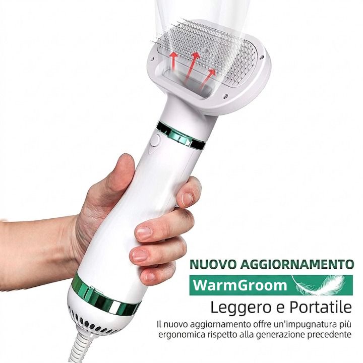 Amity Pet™ WarmGroom – Spazzola Asciugante 2-in-1 per Animali